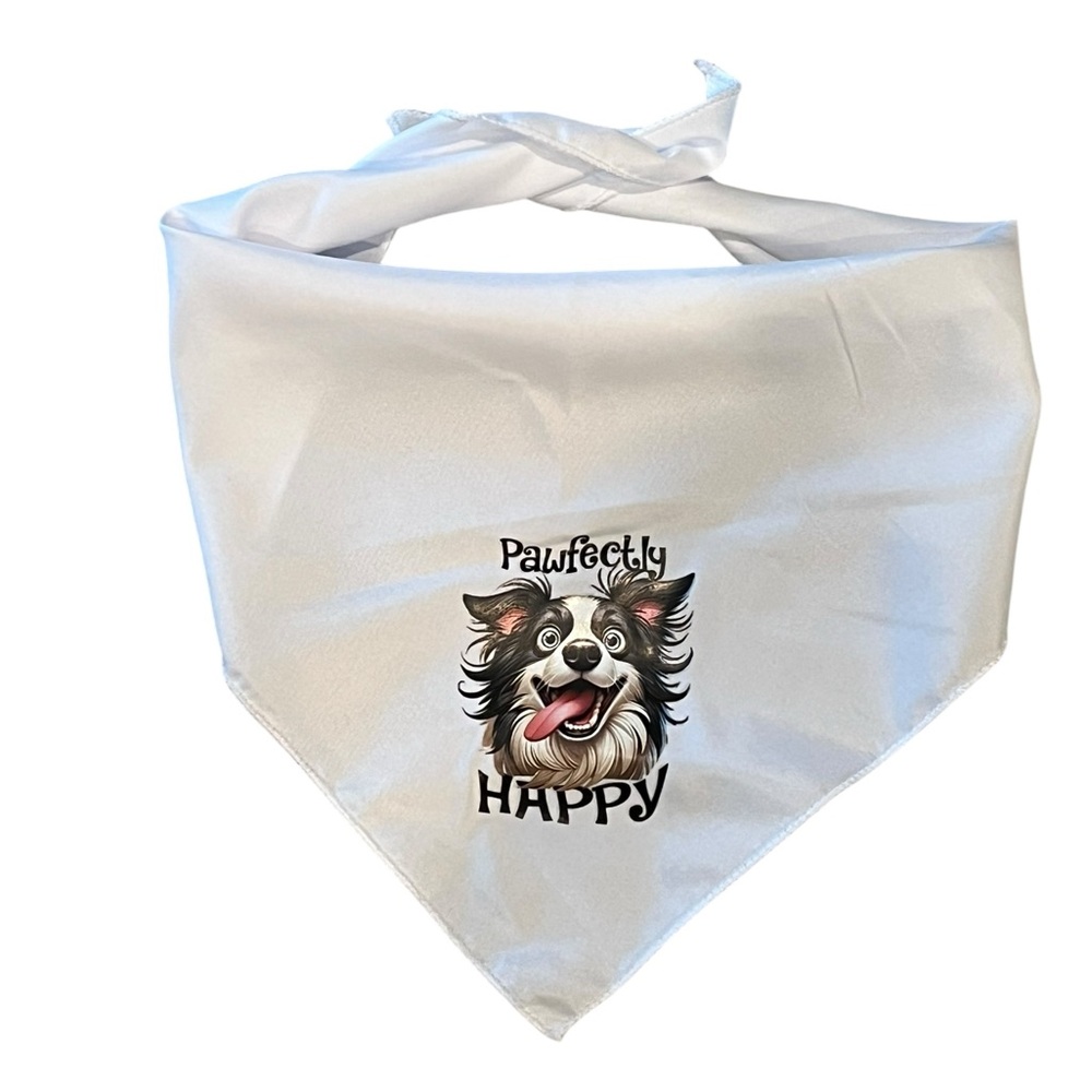 Handmade Dog Bandana – “Pawfectly Happy” | Adjustable Fit